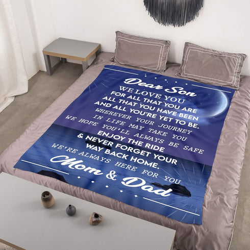 Throw Blanket for son from Mom and Dad